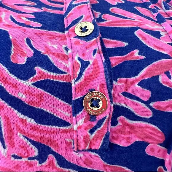 Lilly Pullitzer Sleeveless Top Samba Coral Small Pink Blue Resort Beach Coastal - Picture 2 of 6
